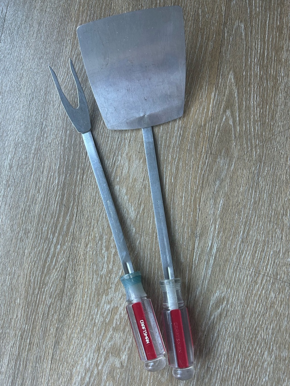 Unique Vintage Craftsman Screwdriver Handle Stainless Steel BBQ Spatula Fork Set